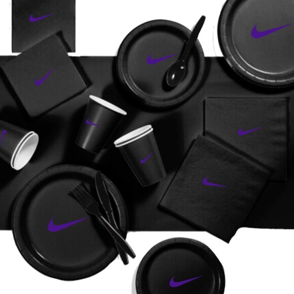 Sw00sh Plates | Black & Purple Basketball Party Paper Plates | Disposable 60 pcs - Picture 5 of 6